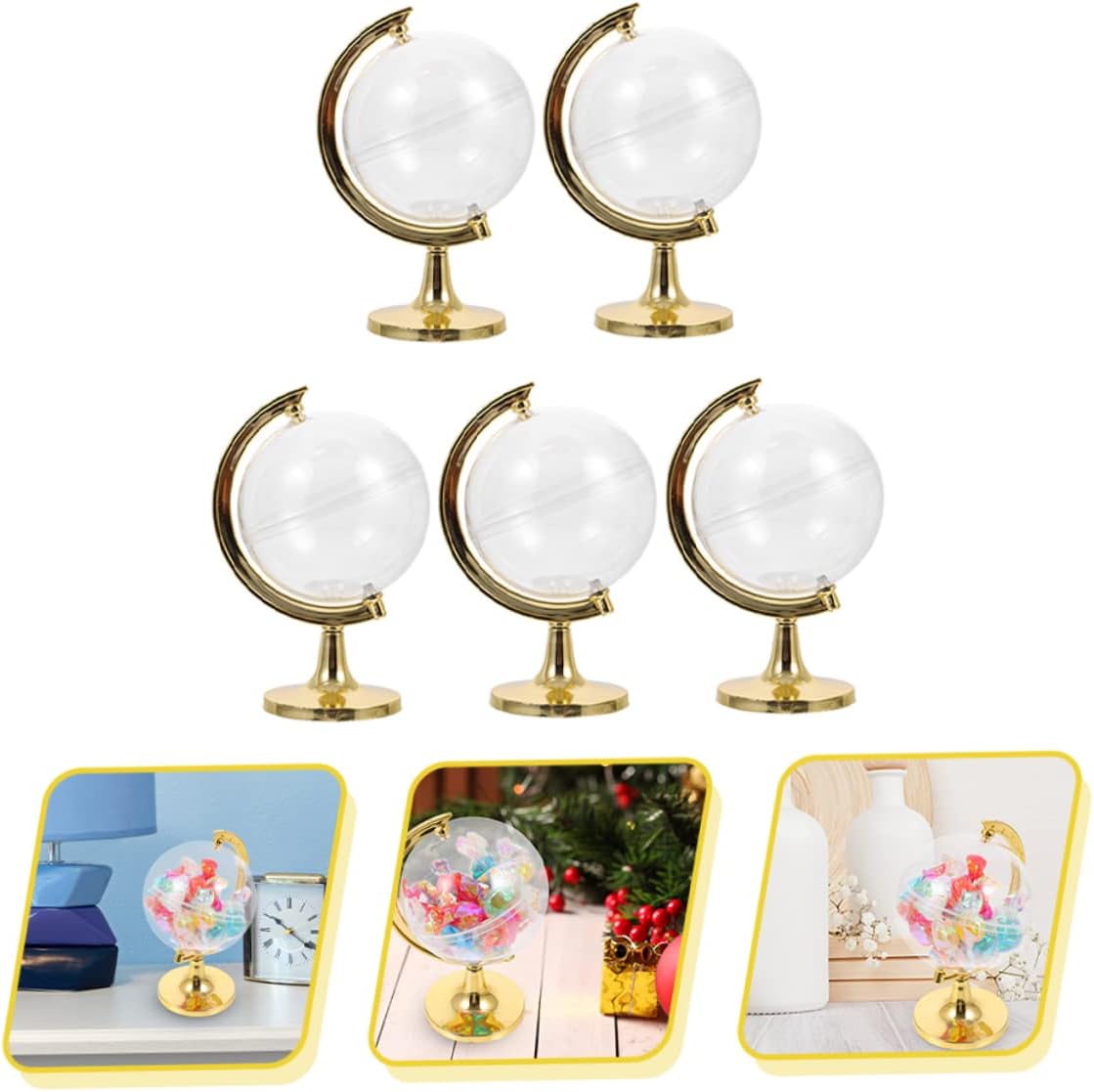 5Pcs Globe Shape Candy Boxes Mini Round Storage Containers Decorative Treat Holders for Parties