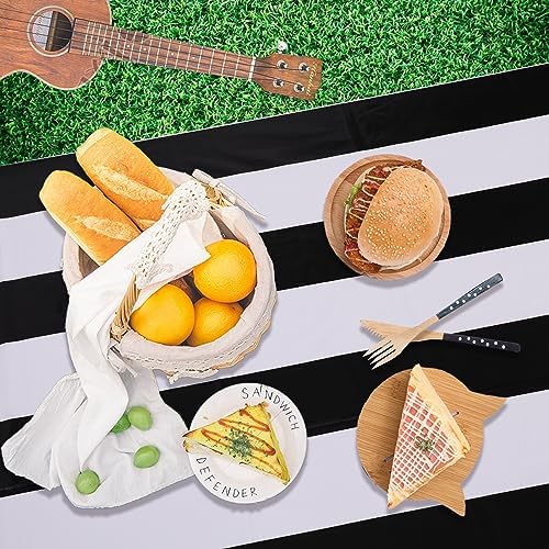 Kesfey 3 Pack Black White Vertical Striped Tablecloth 54x108 Inch Waterproof