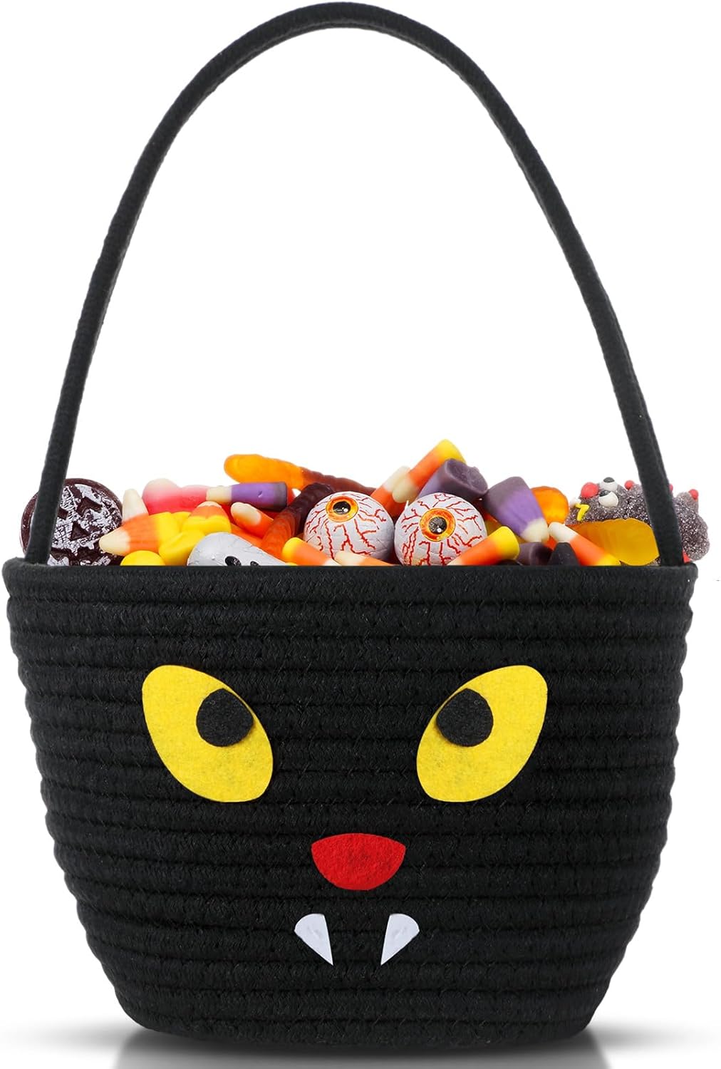 Halloween Trick or Treat Basket with Handle Cat Design