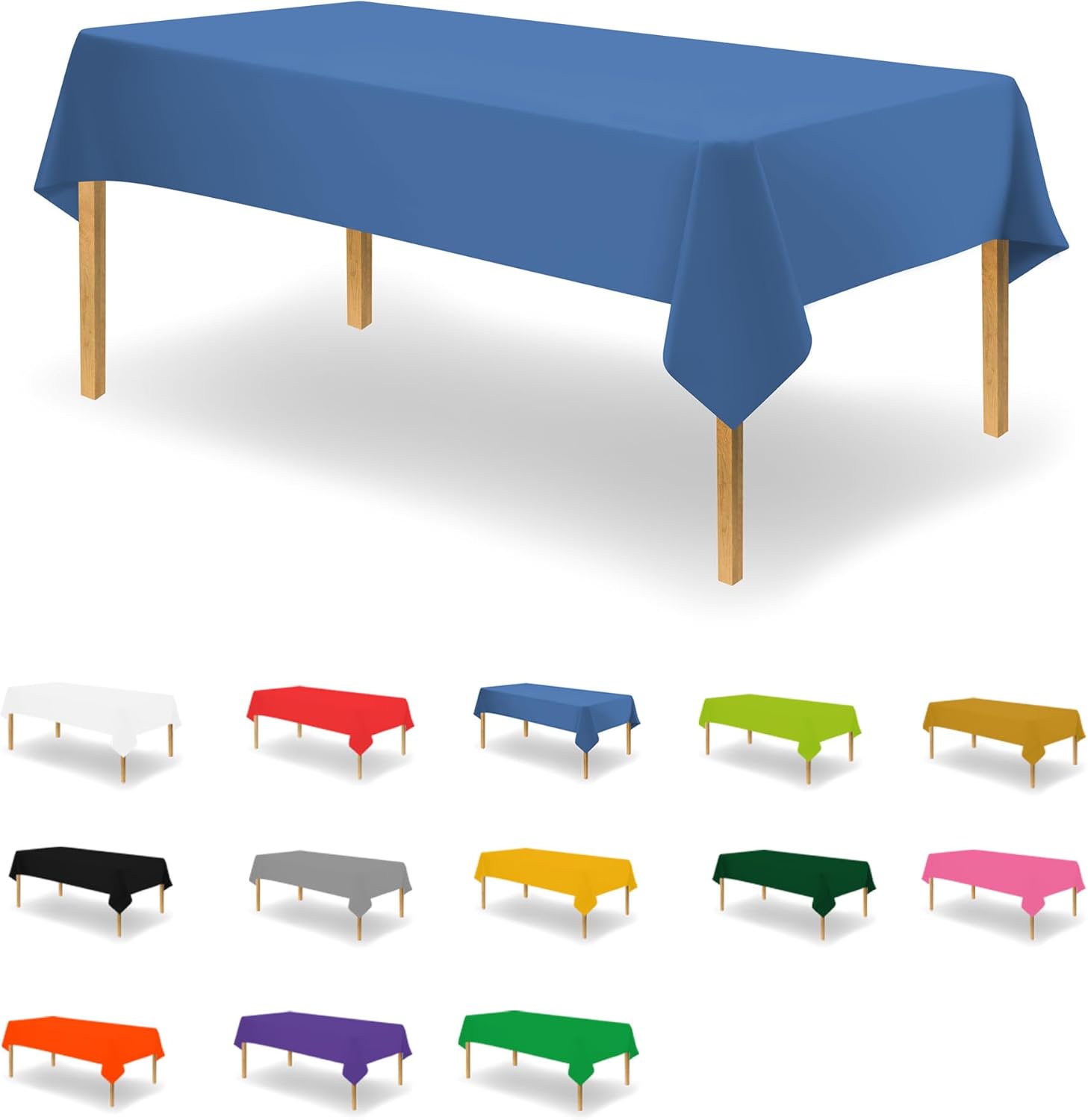 Blue Disposable Plastic Tablecloth for Rectangle Tables 12 Pack
