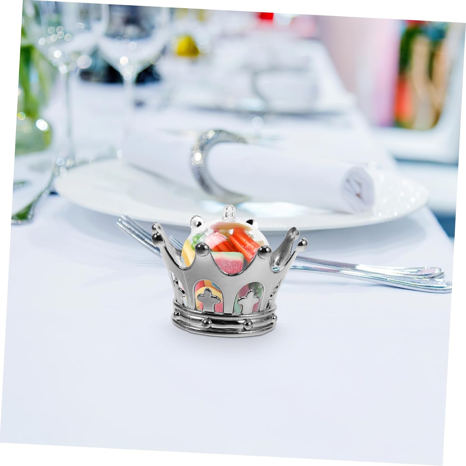 12pcs Cupcake Containers with Dome Silver Candy Boxes for Wedding Favors