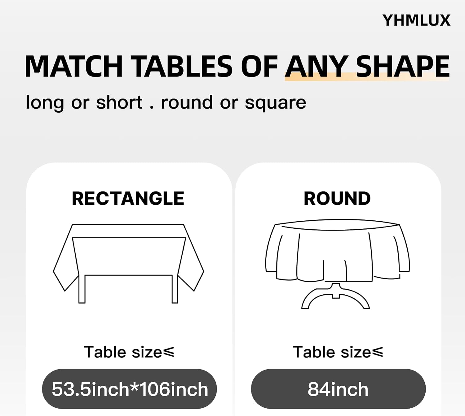 YHMLUX Disposable Table Cloth 12 Pack Black 54x108 Inch