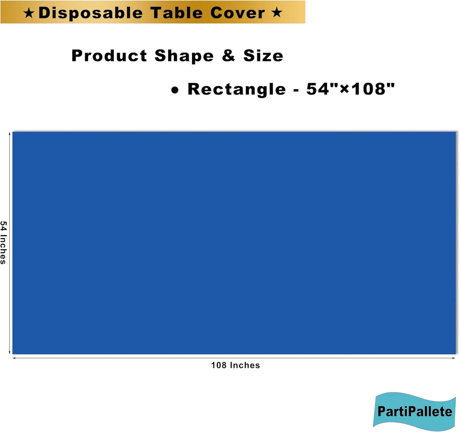 3-Pack Premium Plastic Royal Blue Tablecloths 54x108 Rectangle for Parties
