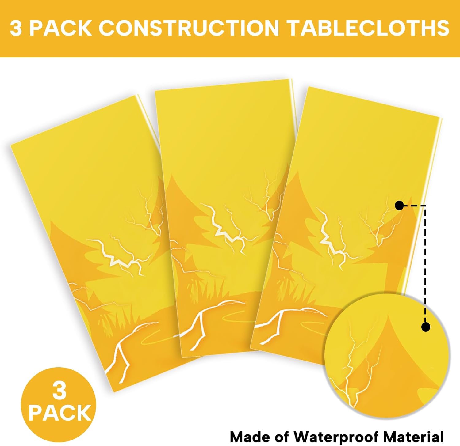 AURORAPARTY 3pcs Yellow Cartoon Tablecloth 54x108inches