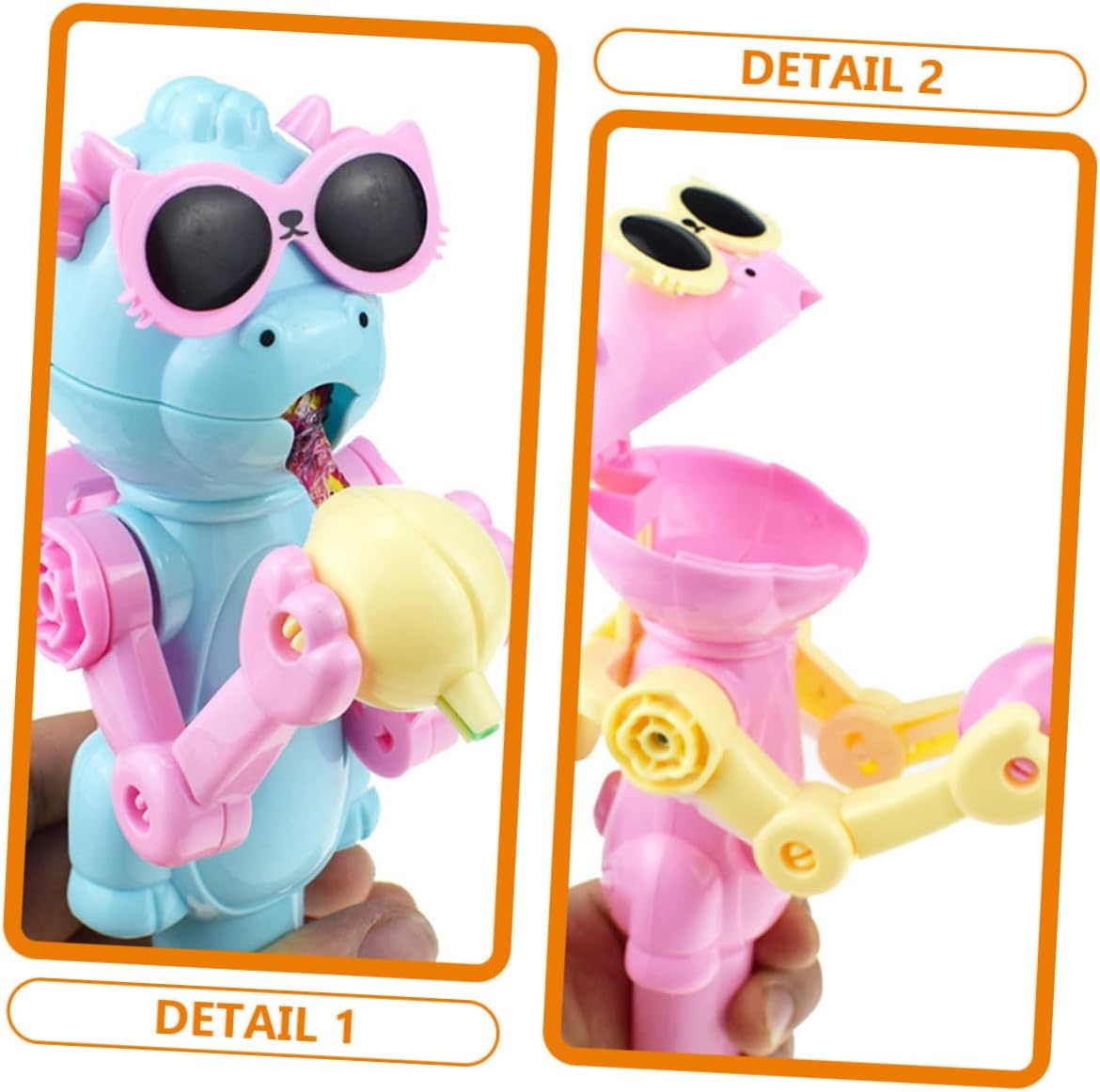 6pcs Dinosaur Lollipop Holder Robot Toy for Parties and Birthdays