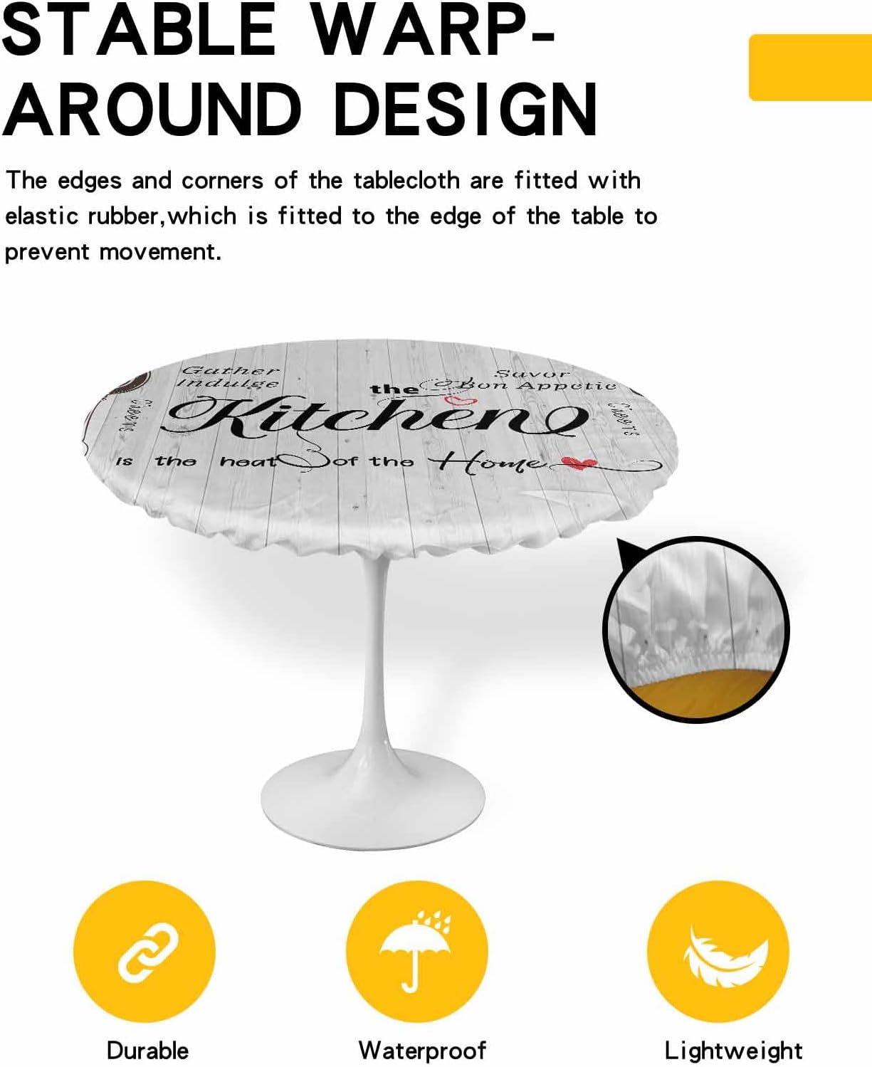 ZOE GARDEN Round Waterproof Table Cover for Indoor Outdoor Use