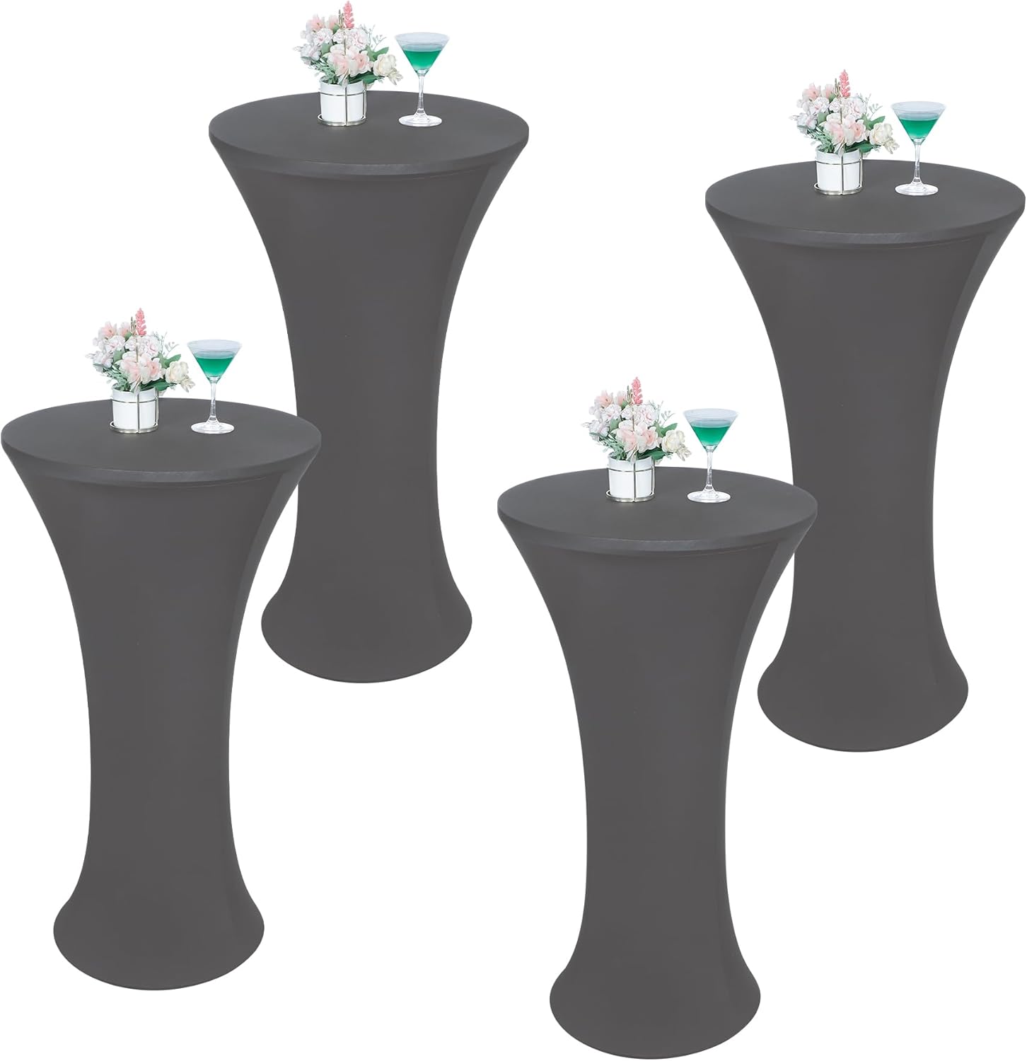 Wolkemer 4PCS 24x43 Inch Grey Round Cocktail Table Cover