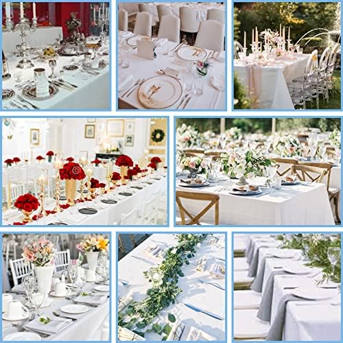 Kesfey 6 Pack White Tablecloths 60x102 Inch