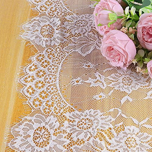4 Pcs White Lace Table Runners 14x120 Inch Vintage Boho Table Runner for Wedding Bridal Shower Decor