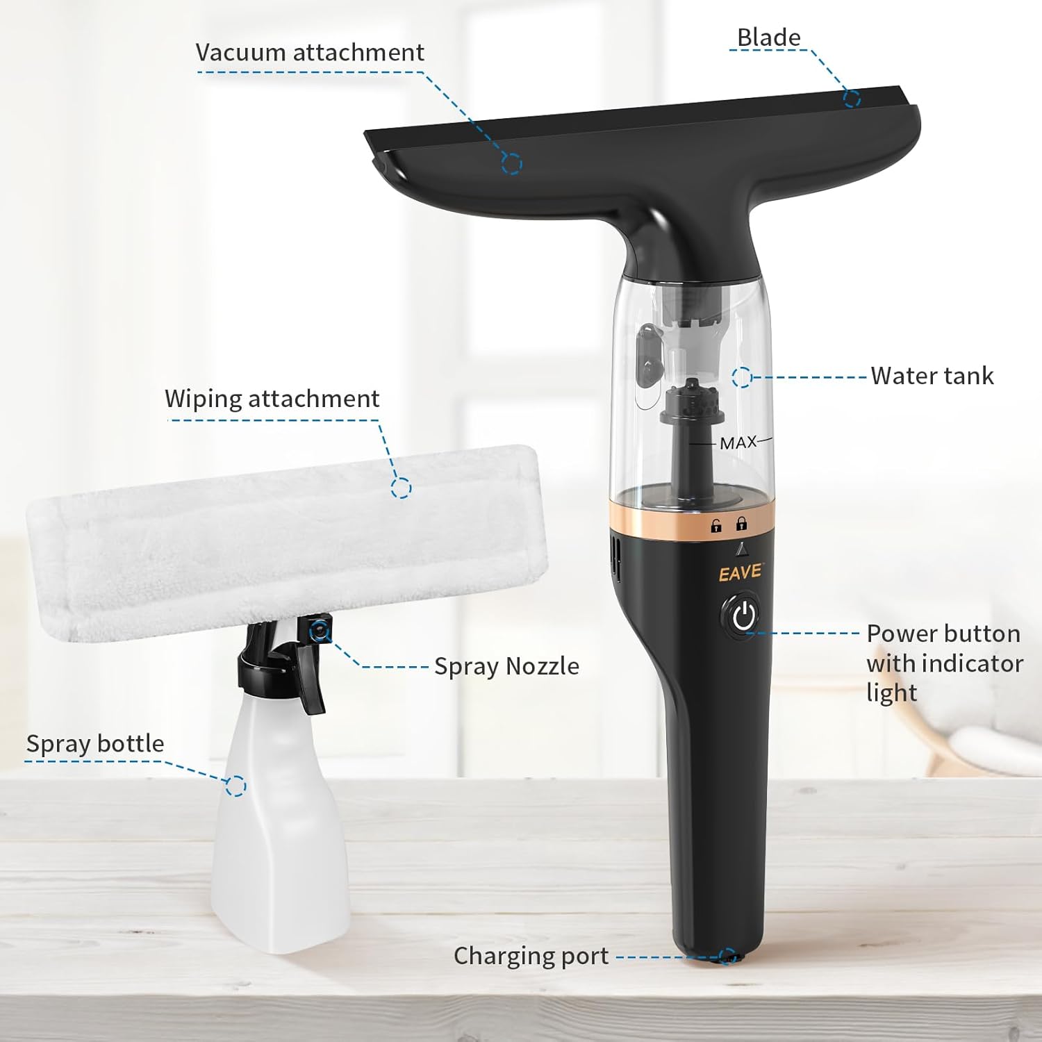 Eave Rechargeable Window Vacuum Squeegee Set