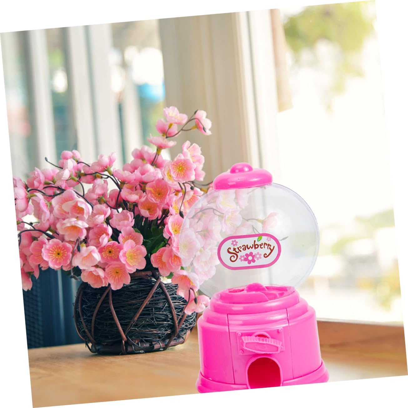 MERRYHAPY Mini Gumball Machine Toy Plastic Candy Dispenser for Kids Coin-Operated Sweet Treats Catcher