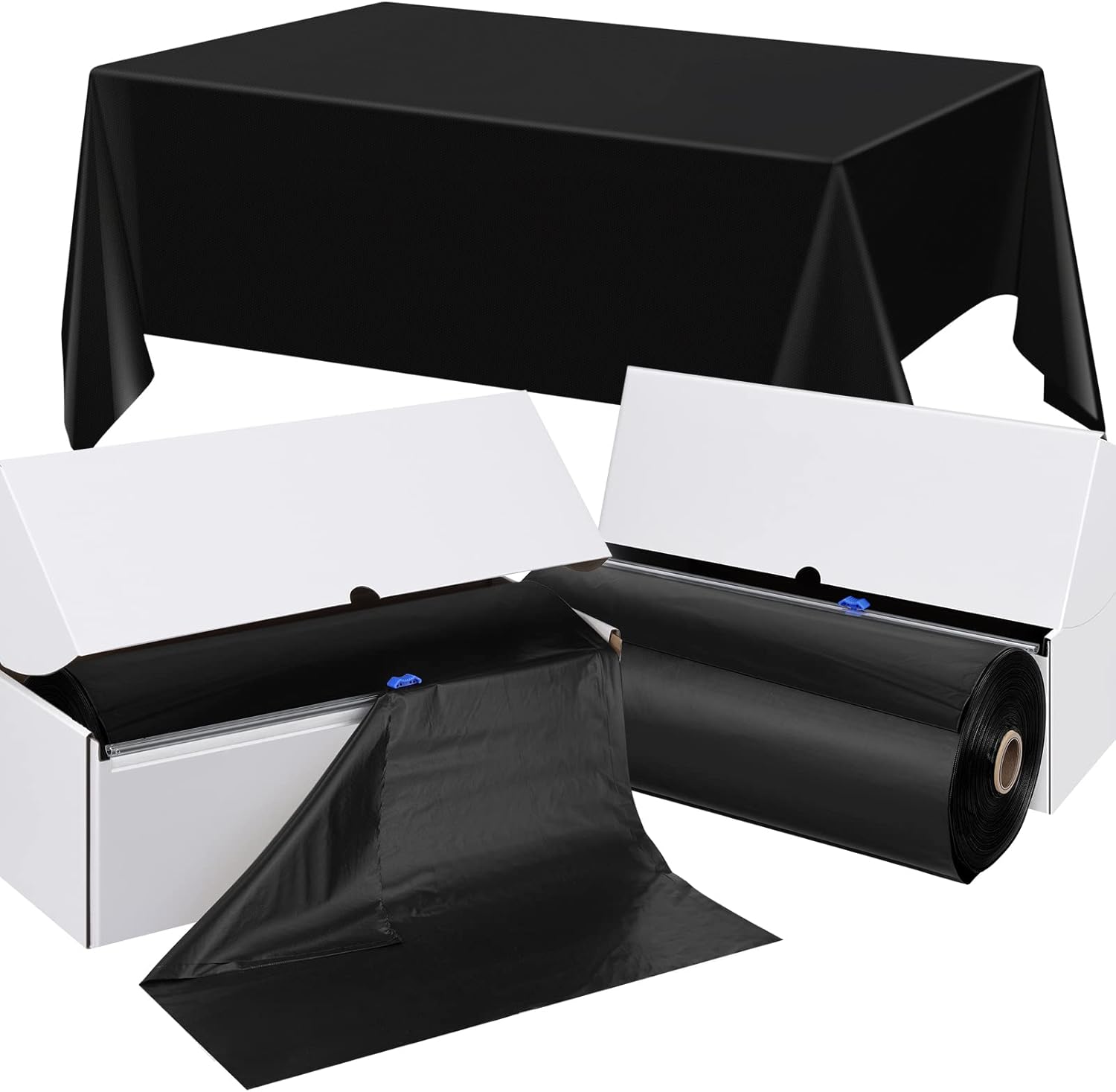 Moukeren 2 Pieces 54 Inch x 300 Feet Plastic Tablecloth Roll with Slide Cutter