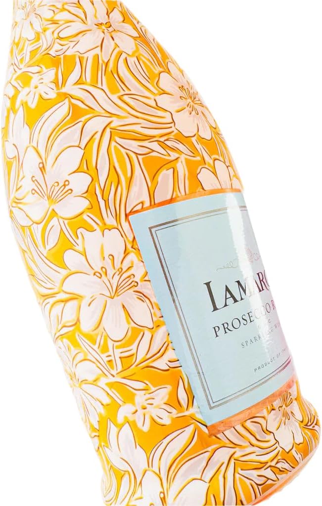 Beau Bottles Grandmillenial Gold Flower Wine Label Wrap for La Marca 750ml Champagne Bottle