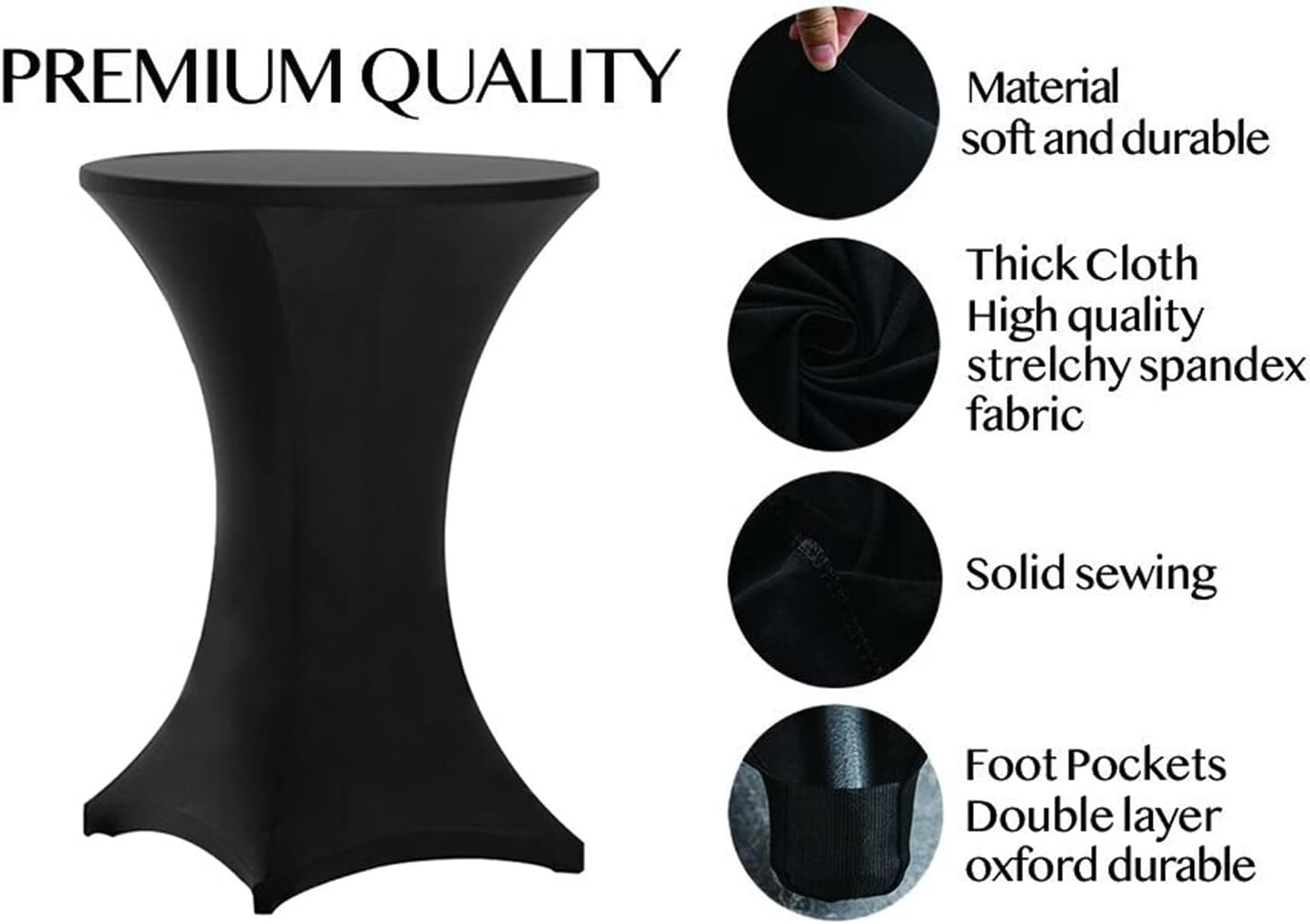 Tinas 2 Pack 32x43 Inch Highboy Spandex Table Covers Black
