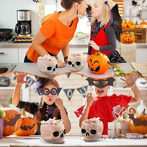 Sliner 2 Pcs Halloween Skull Bowl and Cup - Decor Figurine