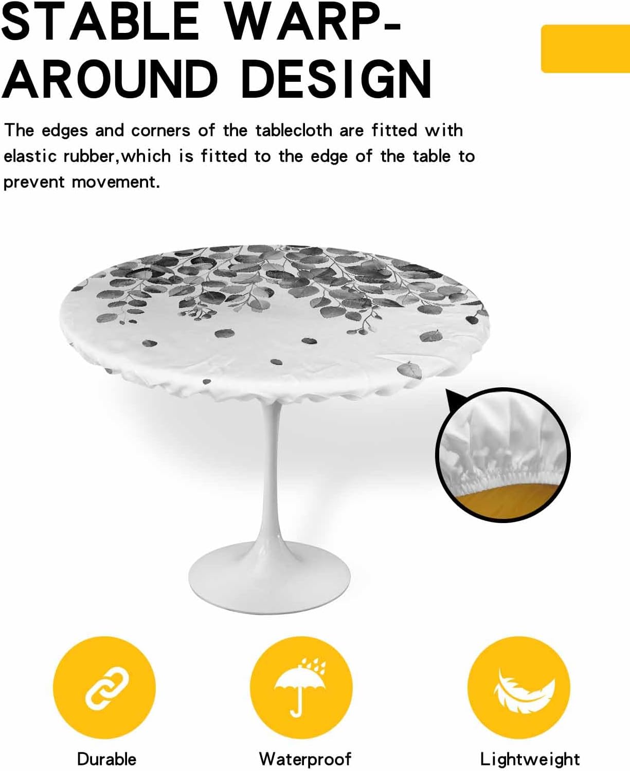 ZOE GARDEN Eucalyptus Grey Round Waterproof Table Cover