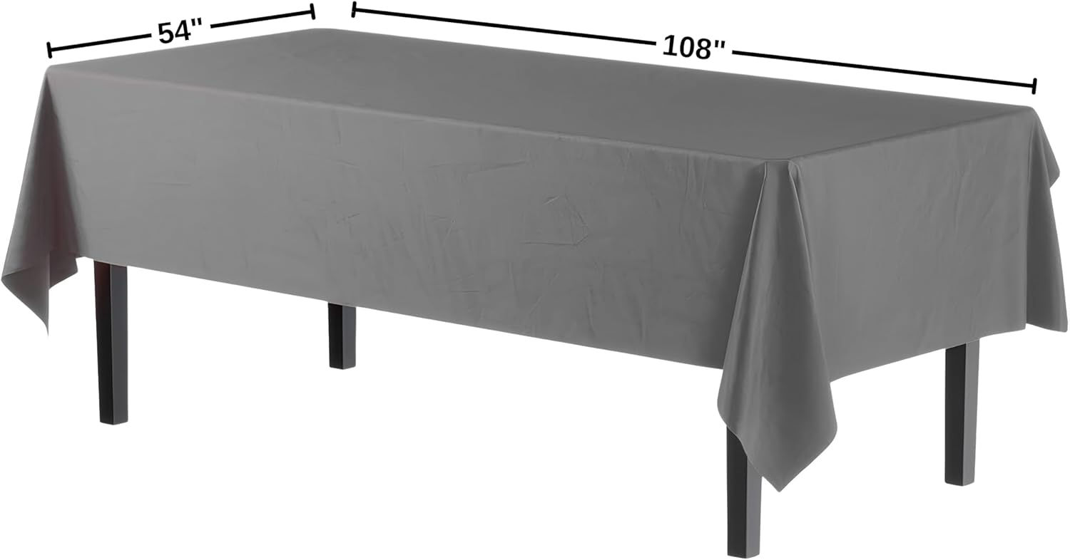 Premium Silver Plastic Tablecover 54x108 Pack of 1