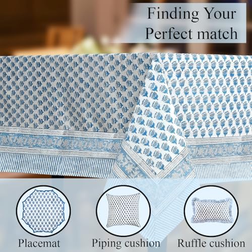 CPC Cotton Print Club 60x60 Inch Apatite Blue Tablecloth