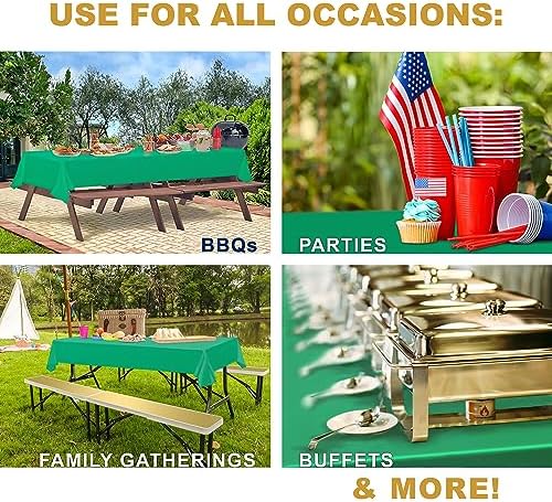 Sonluma 12 Pack 108 X 54 Green Tablecloth for 8ft Tables