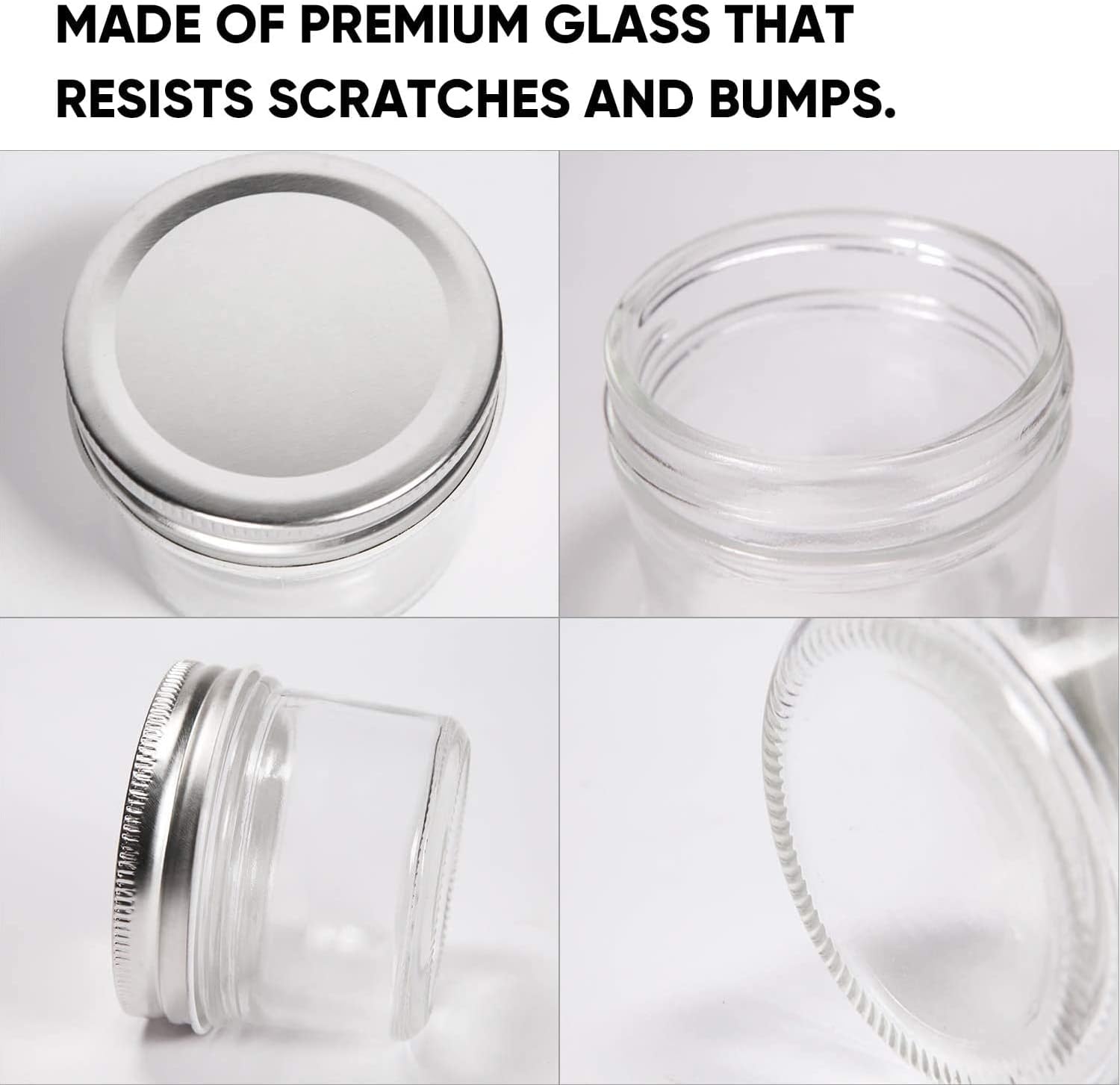 QAPPDA 4oz Glass Jars With Silver Lids Set of 40
