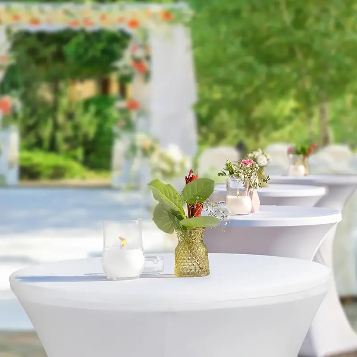HAORUI 10 Pack Spandex Table Covers for Round Tables