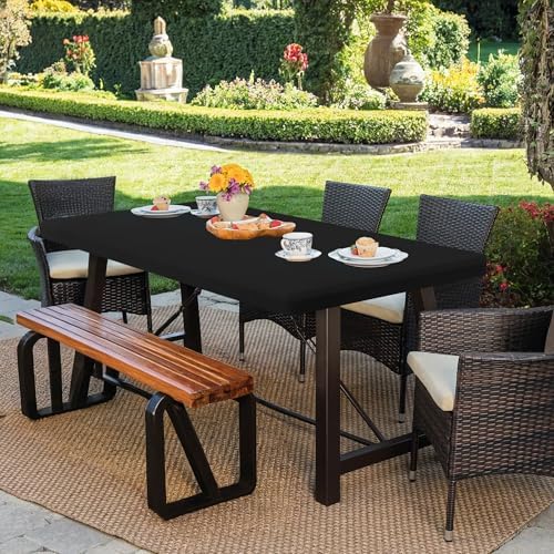 Enjoyidea 2 Pack Black Spandex Table Covers 42x72 Inch Fitted