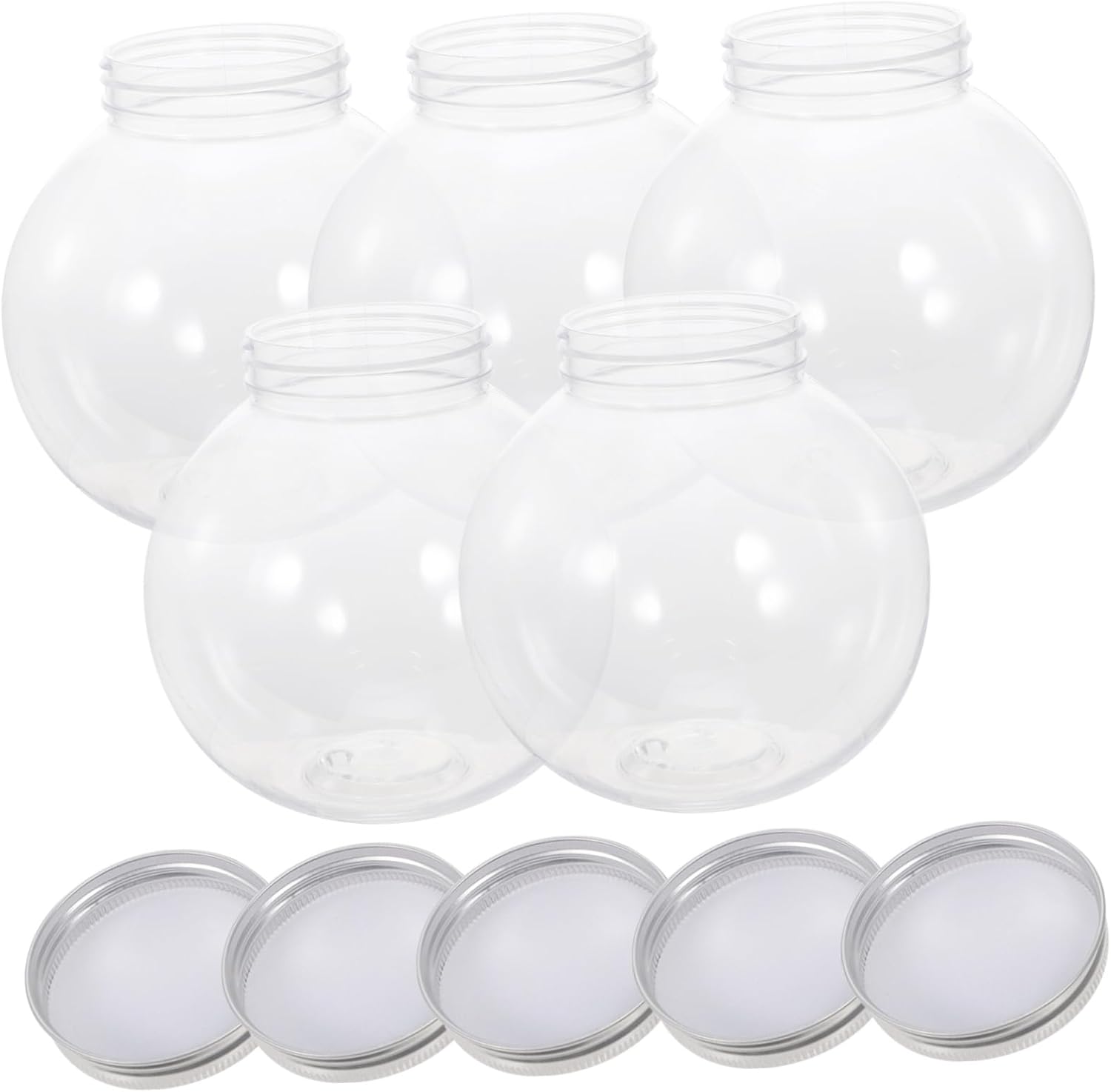 NUOBESTY 5pcs Christmas Candy Jars with Ball Shape Design