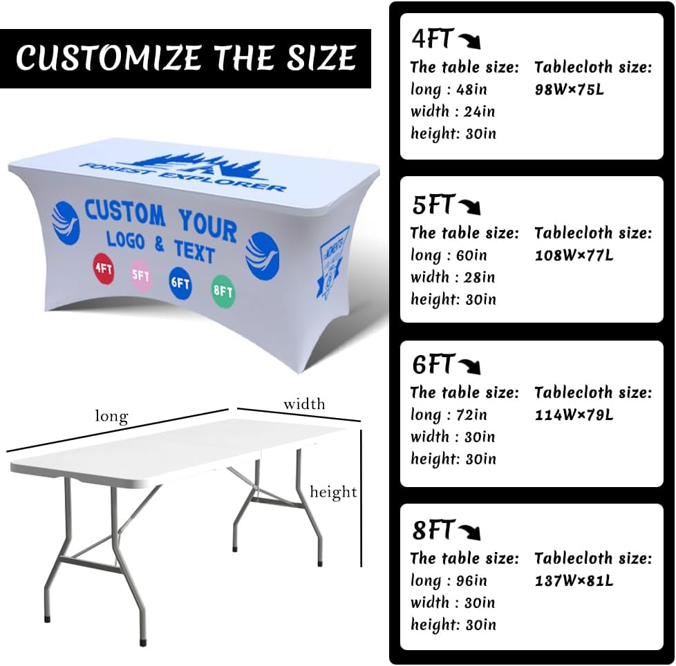 Customized Table Cloth with Logo 4FT Spandex Open Back