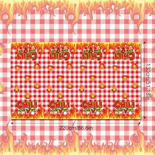Chili Party Tablecloths 2 Pcs for Cook Off Decorations