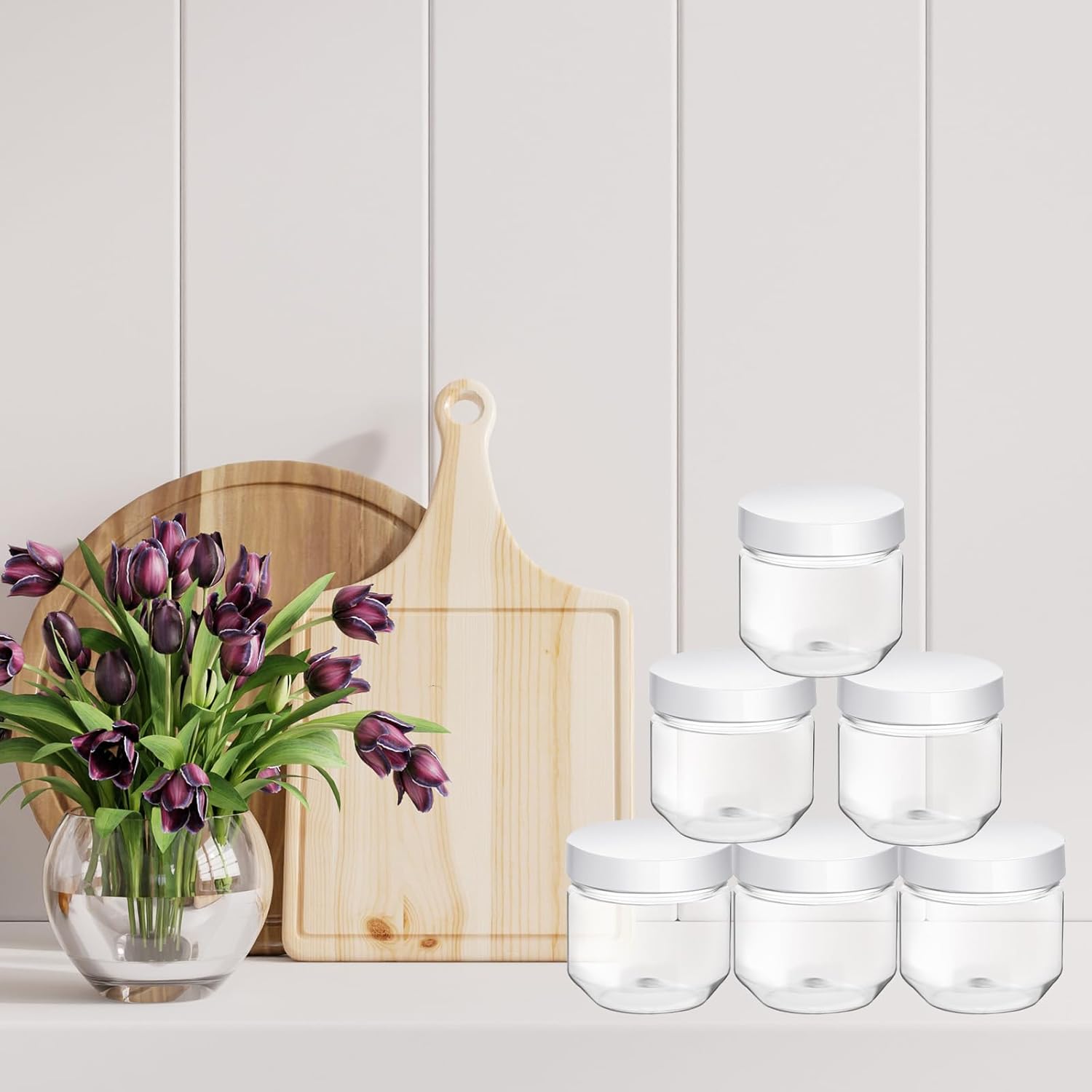 Tanlade 60 Pcs 3 Oz Clear Plastic Jars with Lids