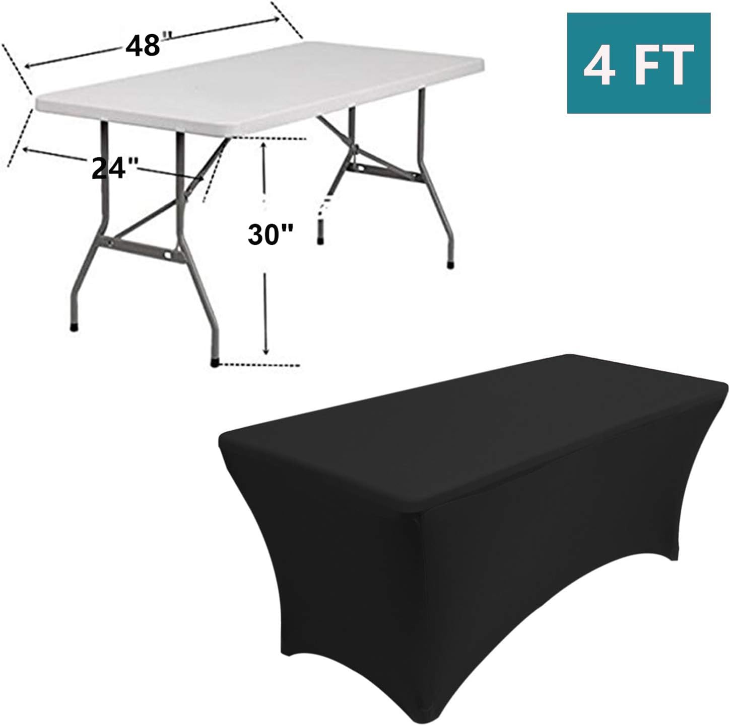 RELIANCER 2 Pack 4FT Rectangular Spandex Table Cover