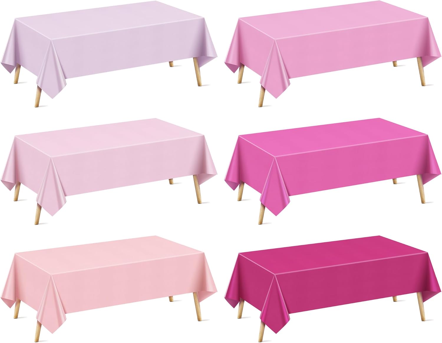 Just Shimmer 6 Piece Pink Tablecloth 54x72 Waterproof Disposable