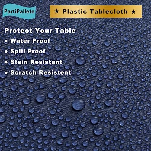 3-Pack Premium Plastic Navy Blue Tablecloths 54x108 Inch for Parties