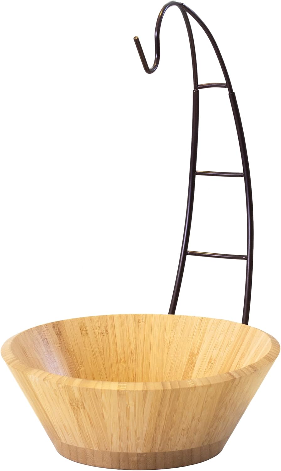 Totally Bamboo Fruit Basket Bowl with Banana Holder Hook