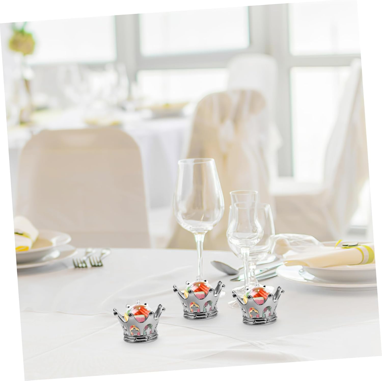 12pcs Cupcake Containers with Dome Silver Candy Boxes for Wedding Favors