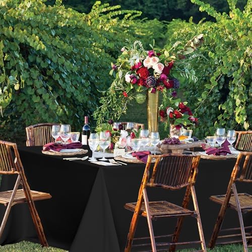 Sancua Black Rectangle Tablecloths 6 Pack for 8 Foot Tables