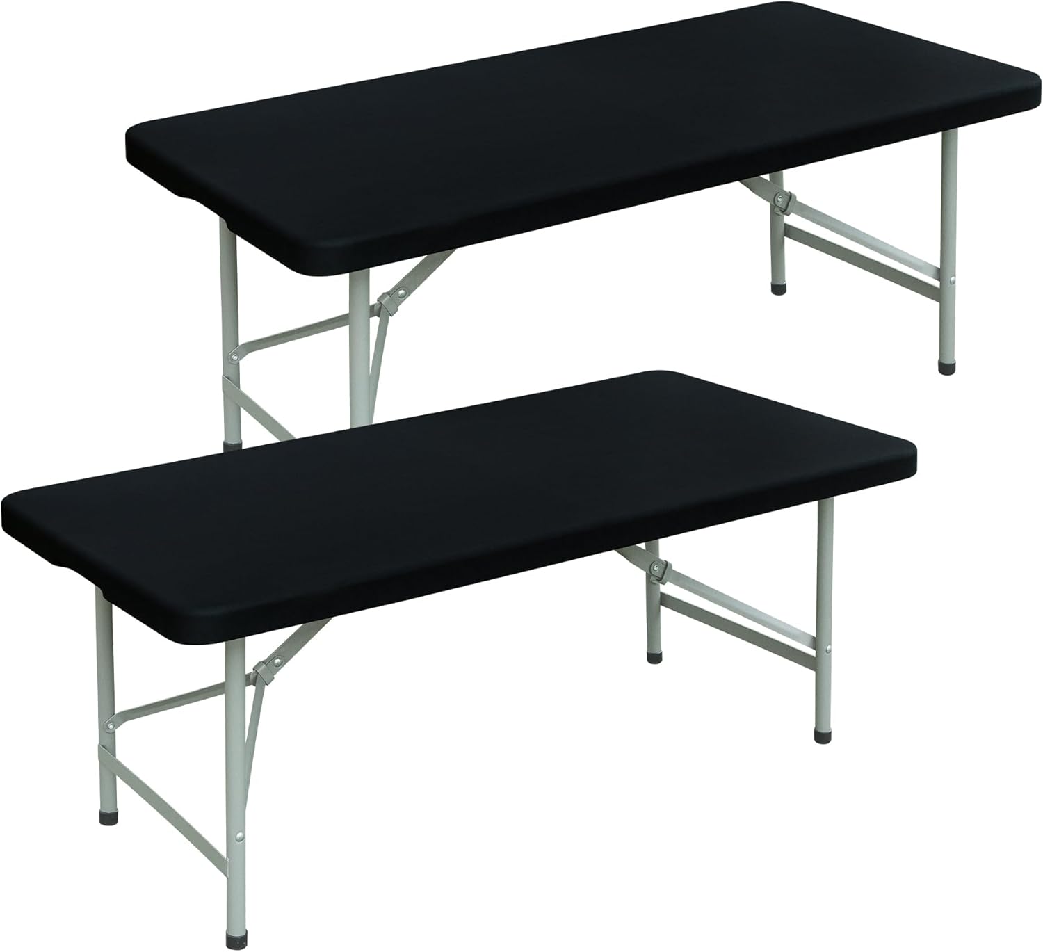 2 Pack Stretch Spandex Tablecloths 42x72 Inch Black Fitted Elastic Table Cover for Tables