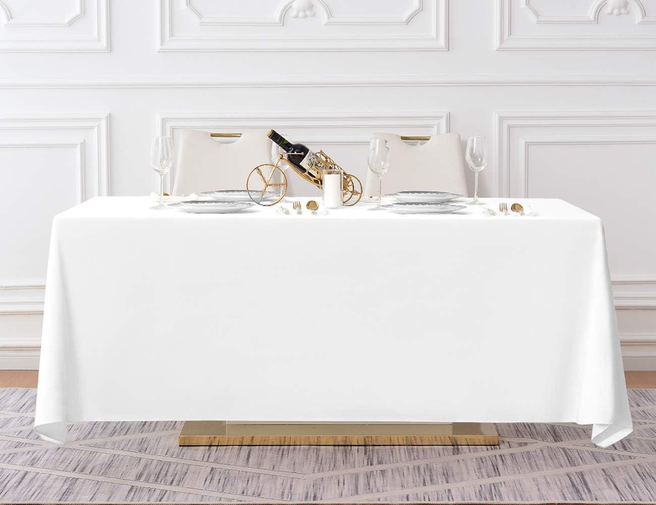 Surmente 2 Pack White Rectangle Tablecloth 90x132 Inch