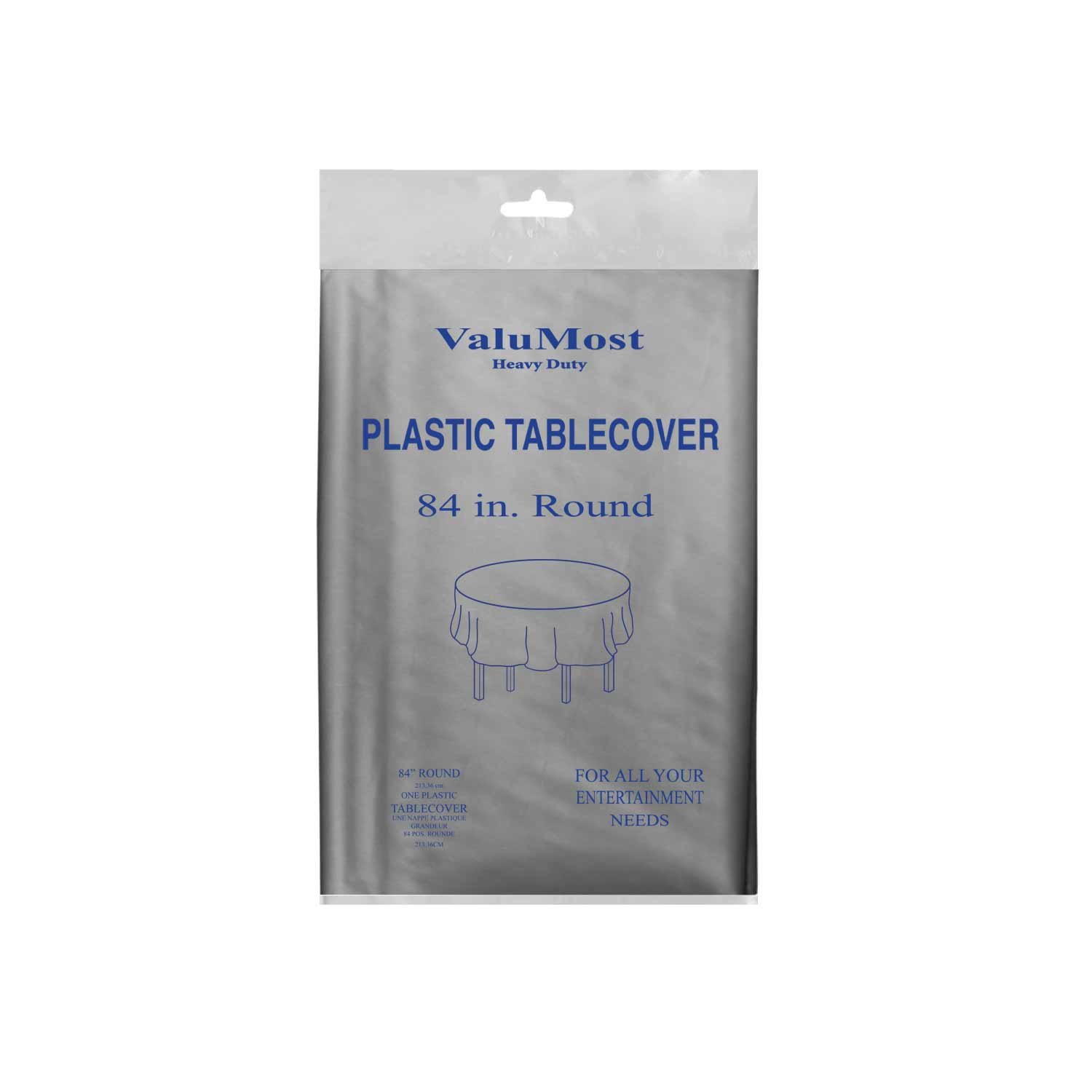 Party Essentials ValuMost Disposable Plastic Tablecloth 84 Inch Silver Case of 24