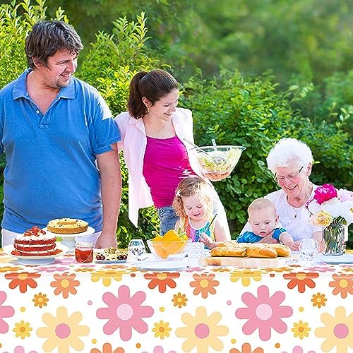 Augisteen Groovy Daisy Pattern Tablecloths 54x108 Inch 4 PCS