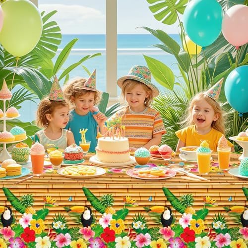4 Pack Hawaiian Luau Tablecloths 54 x 108 Inches