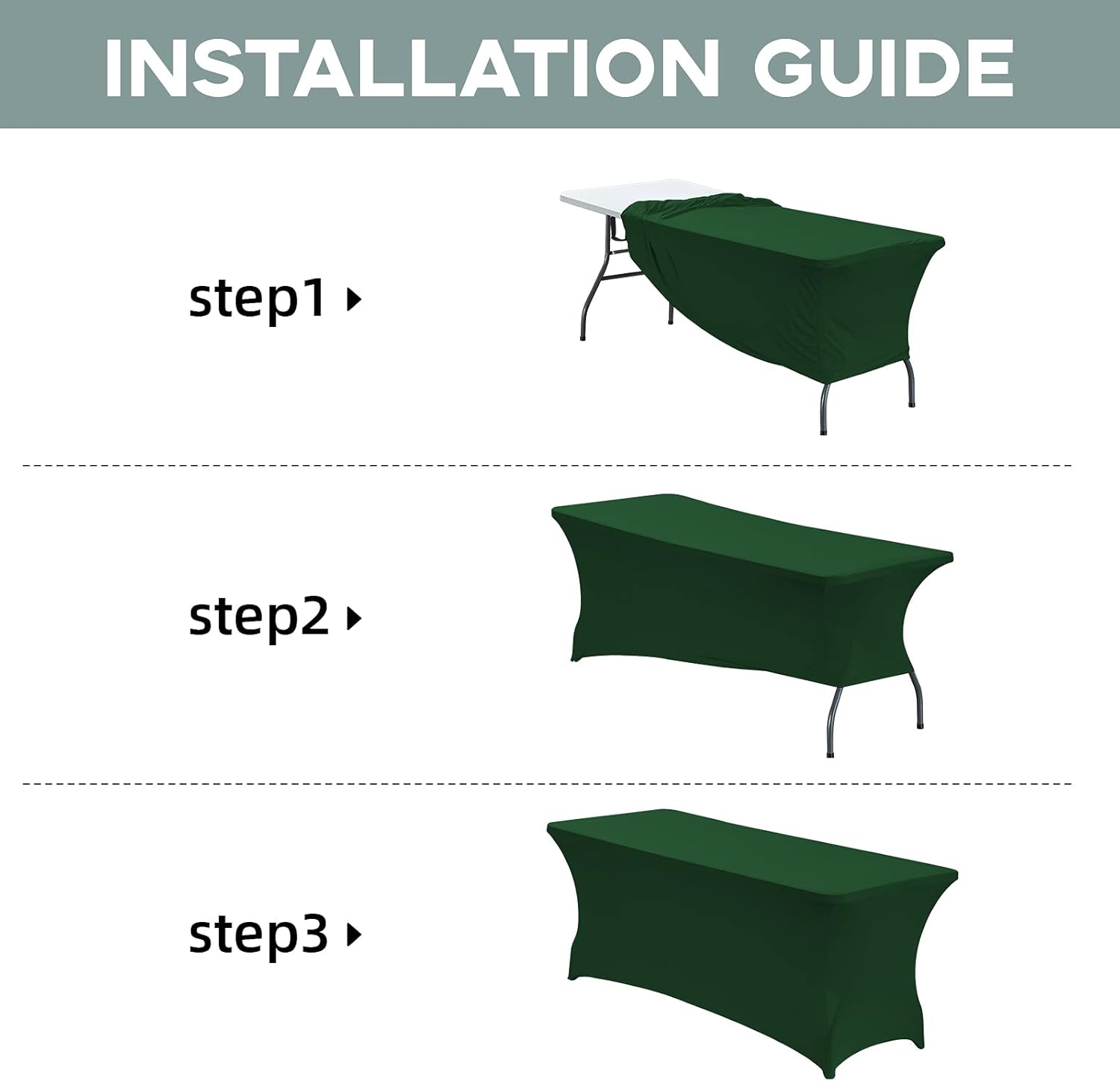 CWK 6FT Waterproof Stretch Spandex Table Cover - Blackish Green