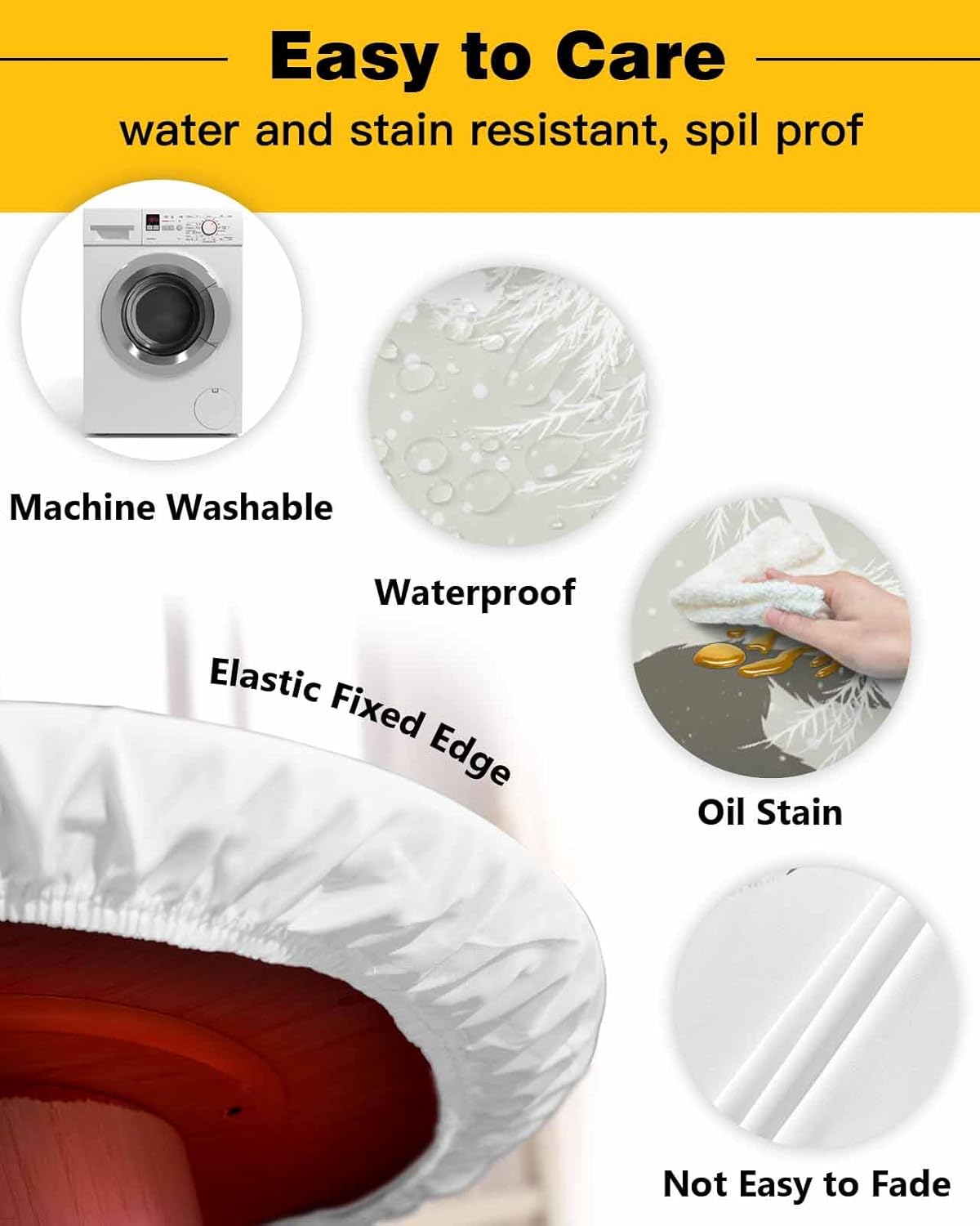 Winter Wolf Round Waterproof Table Cover Fitted Tablecloth 36-44 Inches
