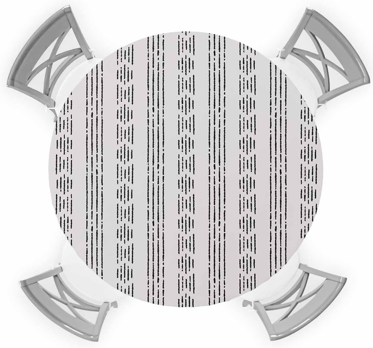 Geometric Gray Round Waterproof Table Cover Fitted Tablecloth