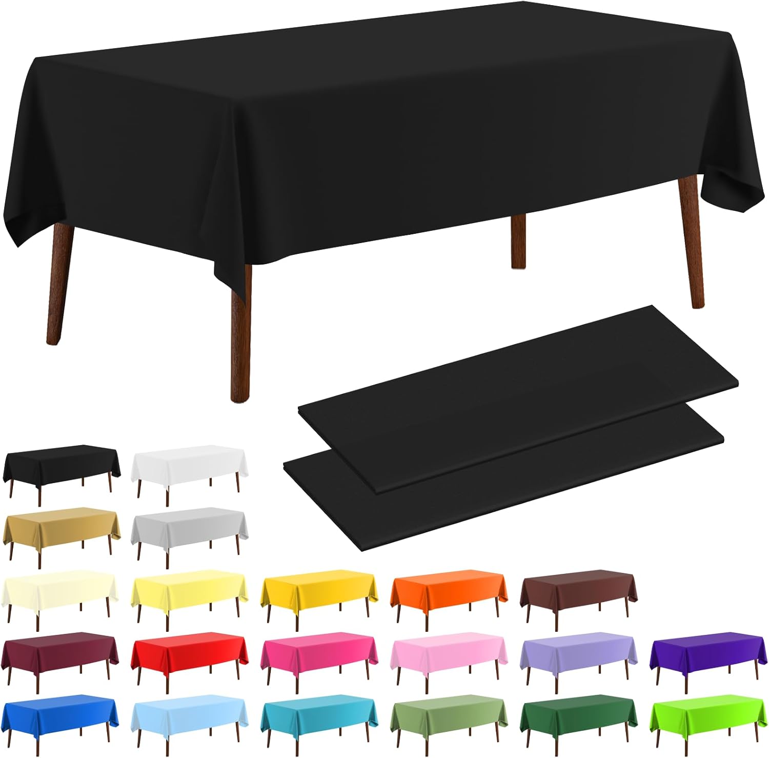 CXPSINC 2 Pack Black Plastic Tablecloths 54x108 Inch