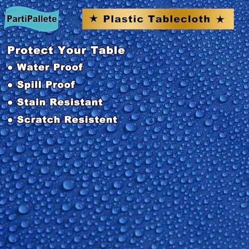 3-Pack Premium Plastic Royal Blue Tablecloths 54x108 Rectangle for Parties