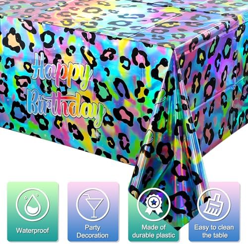3 Pack Cheetah Print Tablecloth for Birthday Party