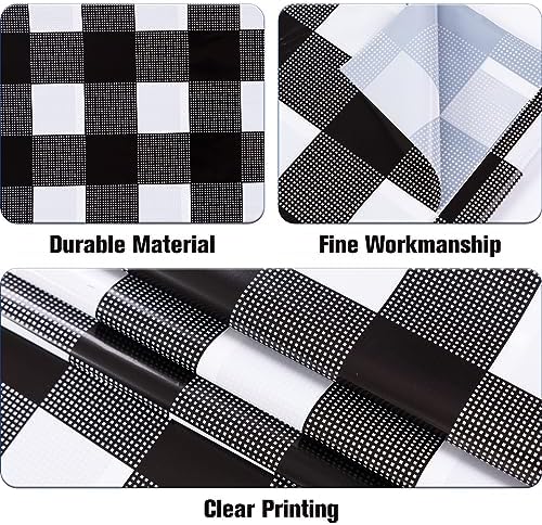 Kesfey 3 Pack Black Gingham Tablecloths 54 x 108 Inch Checkered Waterproof Disposable