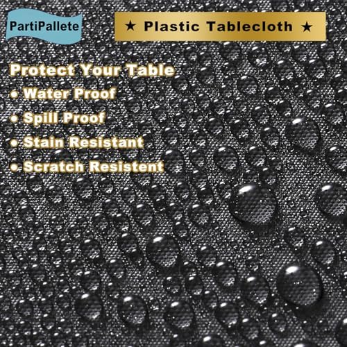 3-Pack Premium Plastic Black Tablecloth for Party Events