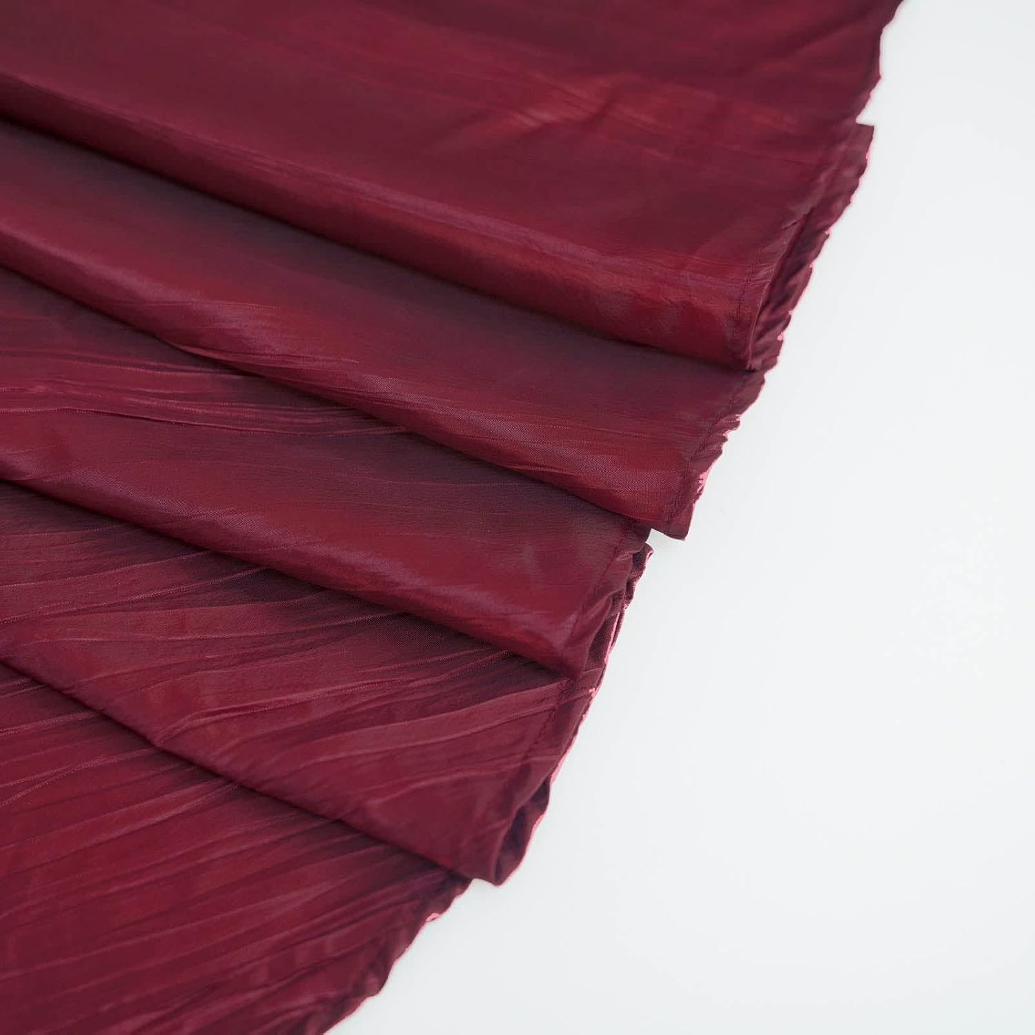 120 Inch Burgundy Accordion Crinkle Taffeta Round Tablecloth